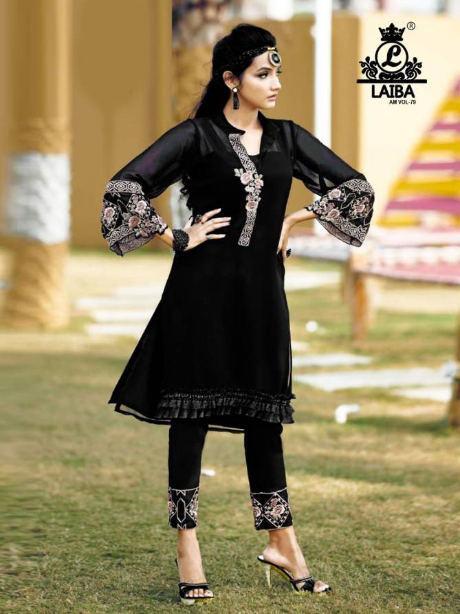 Laiba Am 79 Heavy Festive Wear Georgette Latest Top With Bottom Collection